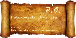Petykovszky Ofélia névjegykártya